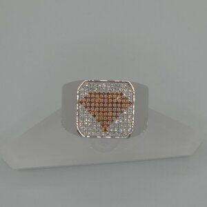 Custom Gentleman's Ring: Orange and White Diamonds, Solid Platinum 950